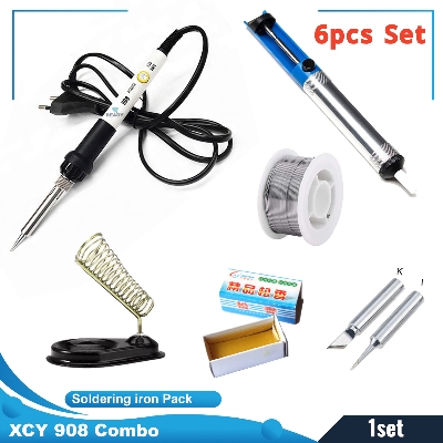 Picture of 60W Soldering Iron XCY 908 Adjustable | Complete Soldering Iron Combo - 6pcs Set for Precision Work