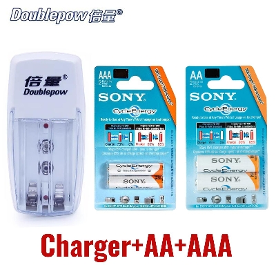 Picture of Doublepow Battery Charger (AA + AAA) with 4 Pcs AA & AAA Battery