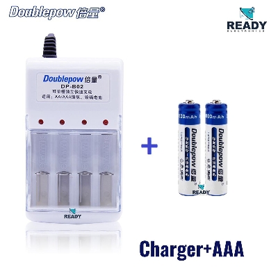 Picture of Battery Charger Combo including 2 Unit Doublepow AAA Size Rechargeable Battery Pack