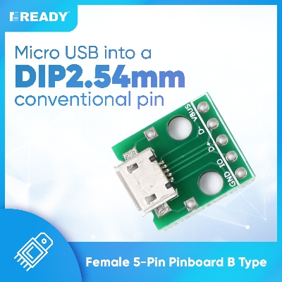 Picture of Micro USB To DIP Adapter 5pin Female Connector Module Board Panel Female 5-Pin Pinboard B Type PCB 2.54 MM