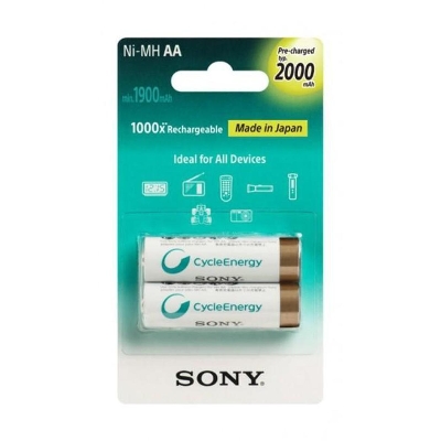 Picture of Sony AA Cycle Energy Multi-Use Premium 2Pcs 2000mAh Blister Battery Pack (NH-AA-B2KN) - White