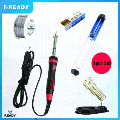 Picture of Soldering Iron Combo Pack (Soldering Iron 60 Wat, Stand, Soldering Wire lead, Solder Sucker Disordering Pump, Rosin)- 5 Piece Set