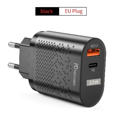 Picture of 20W Wall Charger USB+PD Fast Charger USB Adapter QC3.0 dual port Type C Mobile Phone Charger