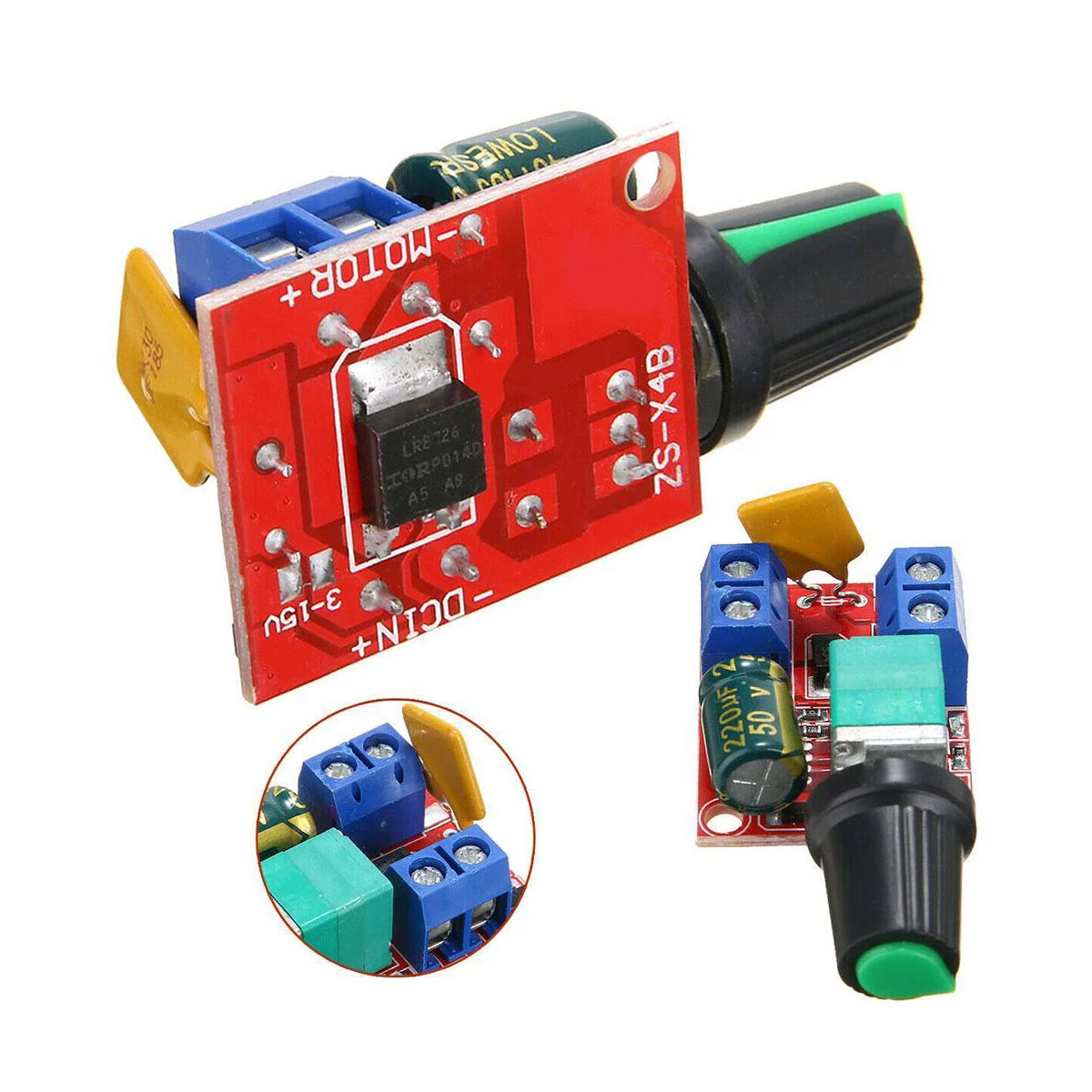 Picture of DC Motor PWM Speed ​​Controller 3V-35V Speed ​​Control Switch LED Dimmer-5 A - Easily Adjust and Control Motor Speed and LED Brightness - Reliable