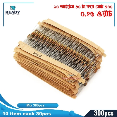 Picture of Resistors 1/4 W ±5% Carbon Film Resistor Mix 300pcs