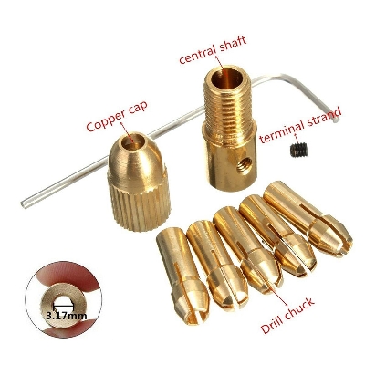 Picture of 0.5-3mm 7pcs/Set Small Electric Drill Bit Collet Micro Twist Drill Chuck