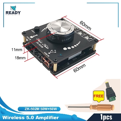 Picture of Wuzhi ZK-502M Audio Mini 2.0 Stereo 50W+50W bluetooth Digital Amplifier Module 50W*2 AMP Amplificador Home Theater AUX USB