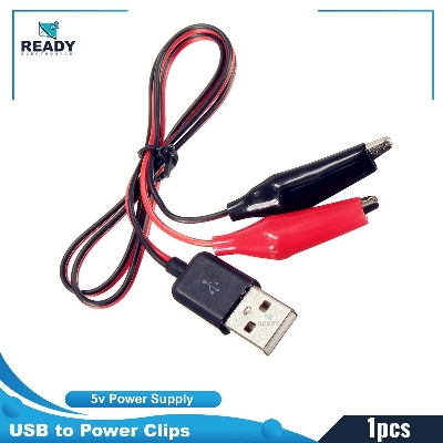 Picture of Alligator Test Clips Clamp to USB Male Connector Power Supply Adapter Wire 60cm