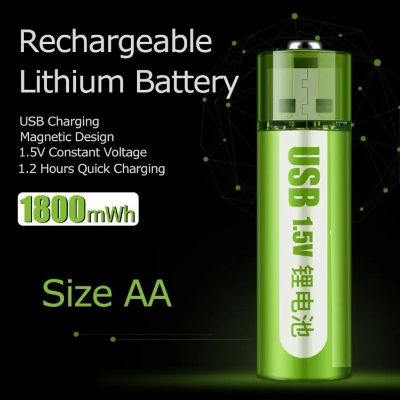 Picture of READY AA 1800mWh 1.5V USB Rechargeable Lithium-Ion Batteries - CE, ROHS, and PSE certified for safety and quality