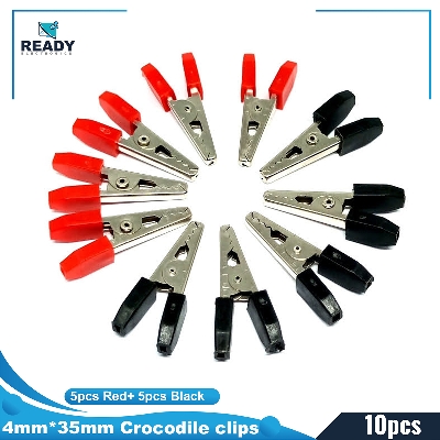 Picture of 10pcs- Crocodile clips Alligator clips for Electronics work Red and Black - Material: Metal Size:4x35mm Durable and Stable
