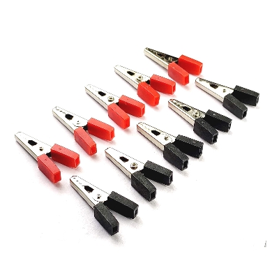 Picture of 10pcs- Crocodile clips Alligator clips for Electronics work Red and Black - Material: Metal Size:4x35mm Durable and Stable