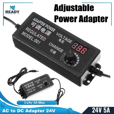 Picture of ZY-001 Adjustable DC 24V 5A Power Adapter with LED Voltmeter 775 Motor Power Supply Universal AC 100-220V to DC 3v 12V 24V 9v 24V Adjustable Power Supply Adapter Screen Display adaptor wall charger