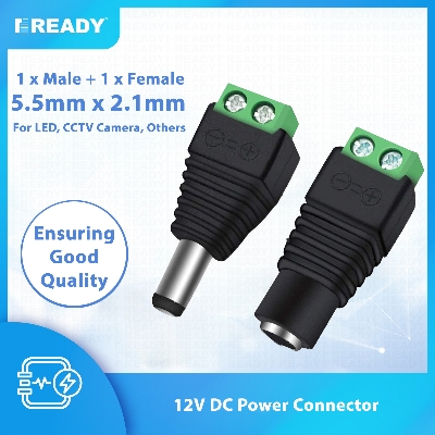 Picture of 12V DC Power Connector 5.5mm x 2.1mm, CENTROPOWER (1 x Male + 1 x Female) Power Jack Adapter for Led Strip CCTV Security Camera Cable Wire Ends Plug Barrel Adapter