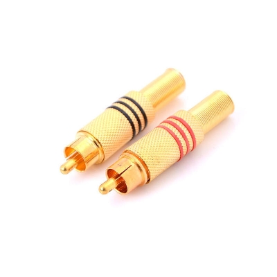 Picture of 2Pcs/Set Gold Plated RCA Plug AV to RCA Male Connector Soldering Type Male Plug Audio Video Cable Adapter Connectors
