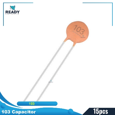 Picture of 15pcs 10nF 50V 103 CERAMIC Capacitor Mini Ceramic Capacitor 103 10nF 50V Ceramic Disc Capacitor Non-Polarized Through Hole 2 Pin Leads Connections Leg