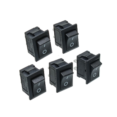 Picture of 5 pice 6a black colored micro rocker switch 3 pins 6a 250v 2 position SPDT on -boat rocker switch power rocker switch