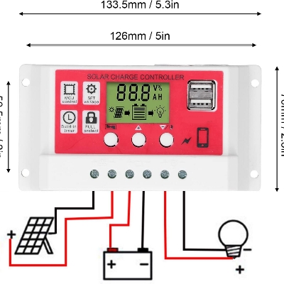 Picture of 10A Solar Charge Controller 120W, LCD Display & MCU Control