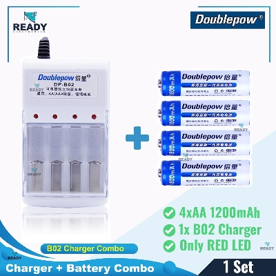 Picture of Doublepow B02 Universal 4 Slot 1.2v Charger and Battery Combo Pack- B02+AA 1200mAh