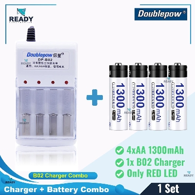 Picture of Doublepow B02 Universal 4 Slot 1.2v Charger and Battery Combo Pack- B02+AA 1300mAh