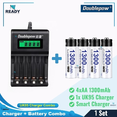 Picture of Doublepow UK95 Universal 4 Slot 1.2v Fast Charger and Battery Combo Pack- UK95+AA 1300mAh