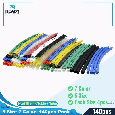 Picture of 140PCS Retardant 2:1 Polyolefin Heat Shrink Tubing Tube Kit Sleeve 5 Size 7 Color