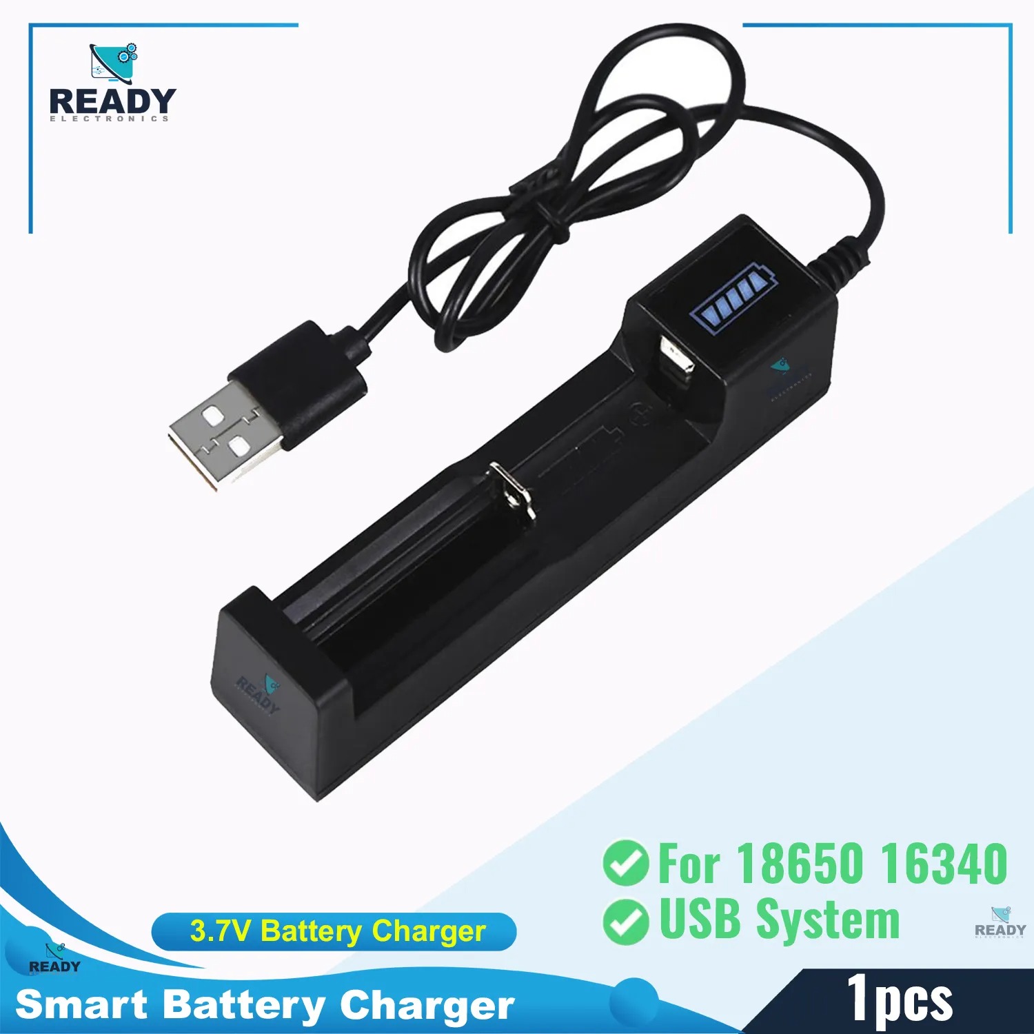 Picture of ABS - Reliable Overheat - Overcurrent - Overcharge and Over discharge Protection - Battery Charger - For 18650 16340 14500 AA AAA CR123A