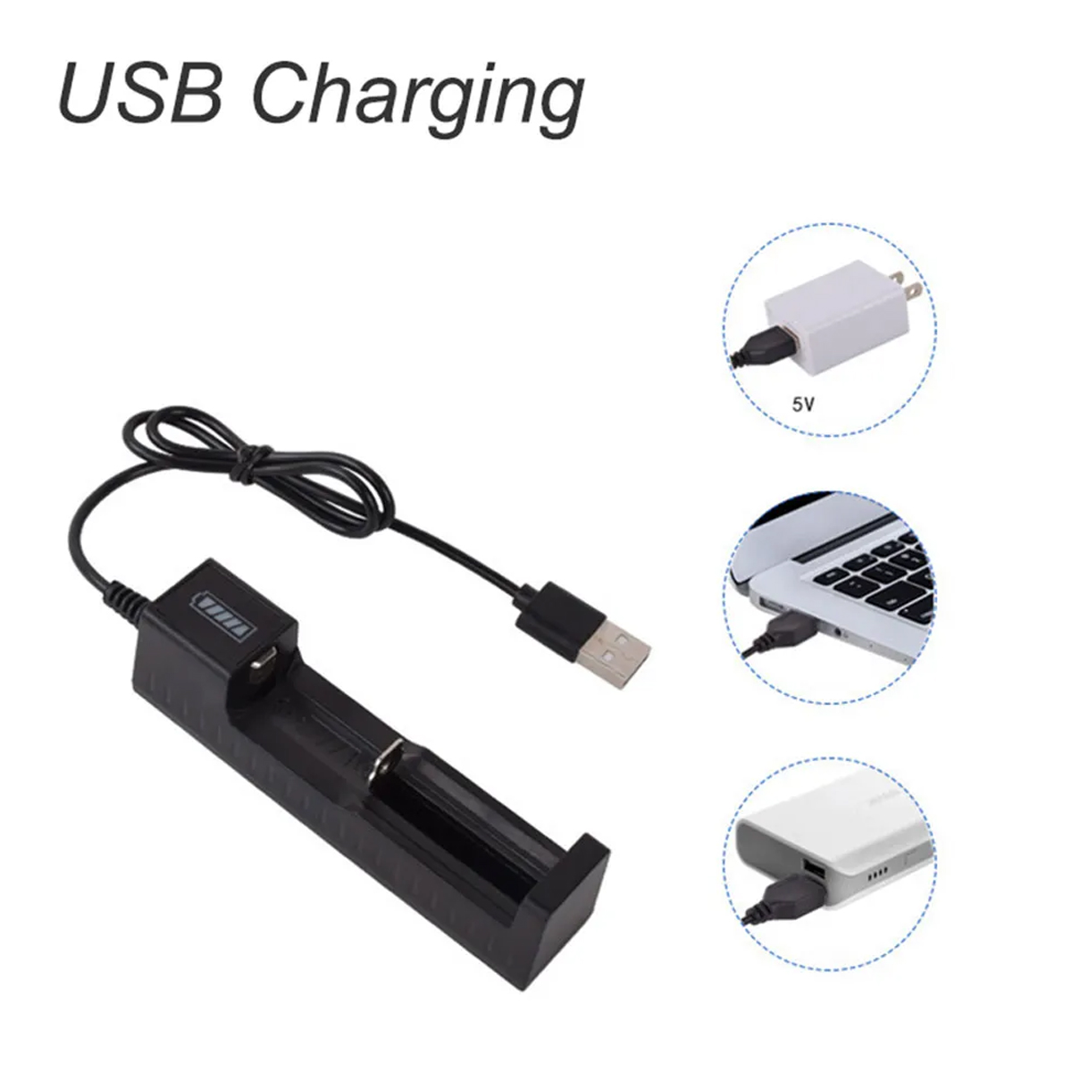 Picture of ABS - Reliable Overheat - Overcurrent - Overcharge and Over discharge Protection - Battery Charger - For 18650 16340 14500 AA AAA CR123A