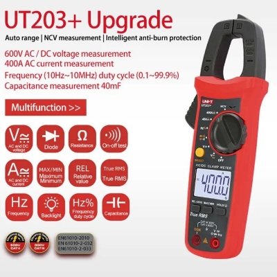Picture of UNI-T UT203+ True RMS Clamp Meter AC DC Current Tester 400A Clamp Multimeter Auto Range false detection protection Meter UT203+