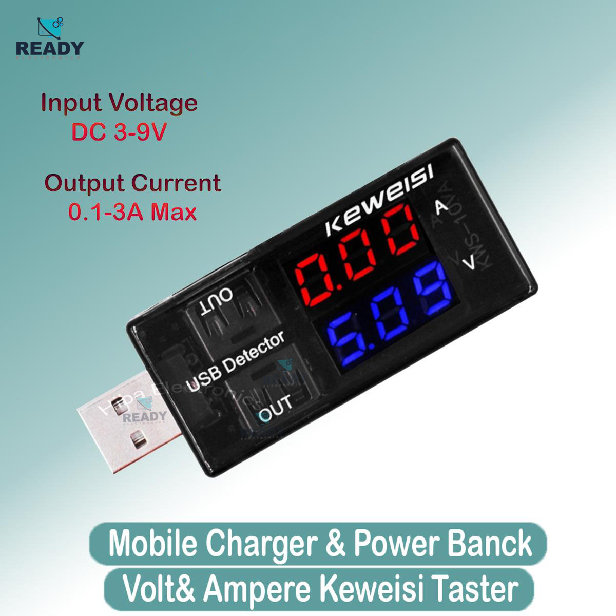 Picture of KEWEISI USB Tester Dual USB Voltage and Ampere Charger Detector Double USB for Output 3-9V 0.1-3A USB Tester