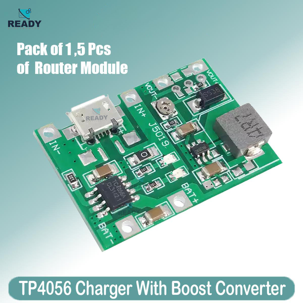 Picture of TP4056 Module 4.2V 2A 18650 Adjustable Step Up Converter and Battery Charger TP4056 Diy Kit