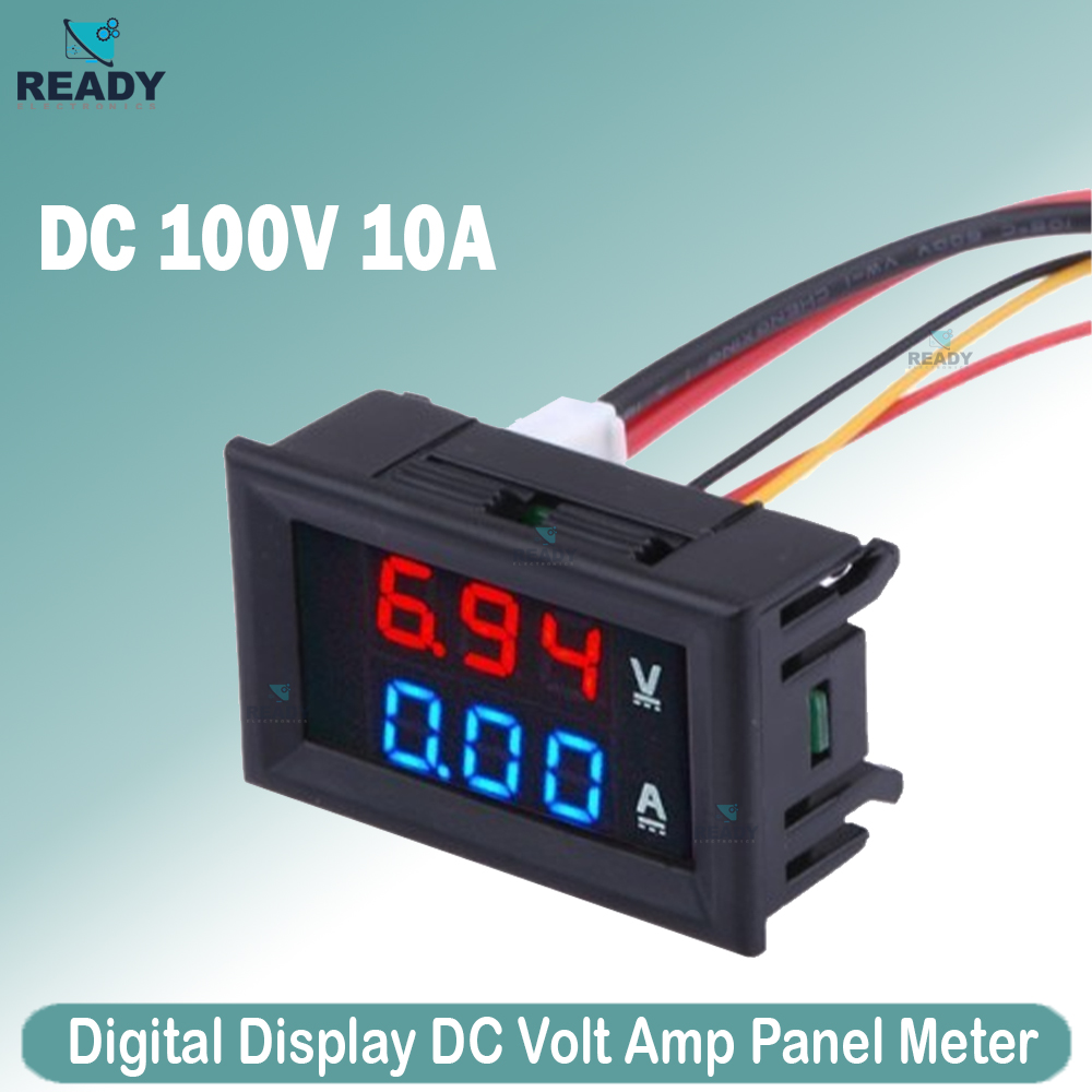 Picture of DC Volt Amp Meter Digital Display DSN-VC288 V 10A panel mount meter dc va meter red blue display (included) Easy to Use and Maintain