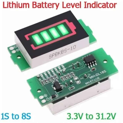 Picture of 1S-4S-8S Single 3.7V Lithium Battery Capacity Indicator Module 4.2V Blue Display Electric Vehicle Battery Power Tester Li-ion