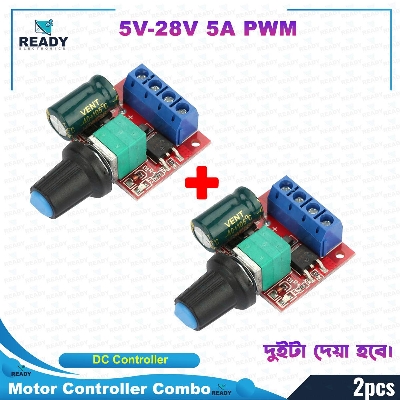 Picture of High Quality 5V-28V 12V 24V 5A PWM DC Motor Speed Control Switch Controller Volt Regulator LED Dimmer Tool Professional (2pcs Combo)