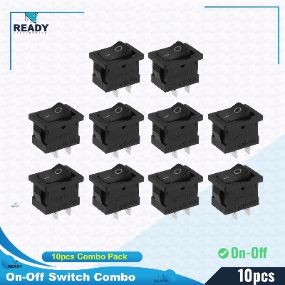 Picture of 10 PCS COMBO OFFER- 6A 3Pin BLACK Color MICRO Rocker Switch 3 Pin 6A 250V 2 Positions SPDT ON OFF Boat Rocker Switches Power Rocker Switches Electronic Projects