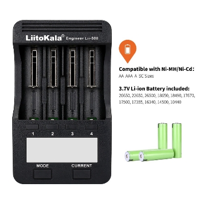 Picture of Liitokala Lii-500 4 Slots Smart Intelligent Battery Charger Kit For 3.7V Li-Ion & 1.2V Ni-Mh Rechargeable Battery Lcd Display