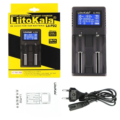 Picture of Liitokala Lii-PD2 18650 Charger 1.2V 3.7V 3.2V 3.85V AA/AAA 26650 10440 14500 16340 18350 Smart Charger  LIITOKALA LII-PD2 Smart Battery Charger for 18650 26650 21700 NiMH Lithium Rechargeable Batteries 2 Slots Independent Charging