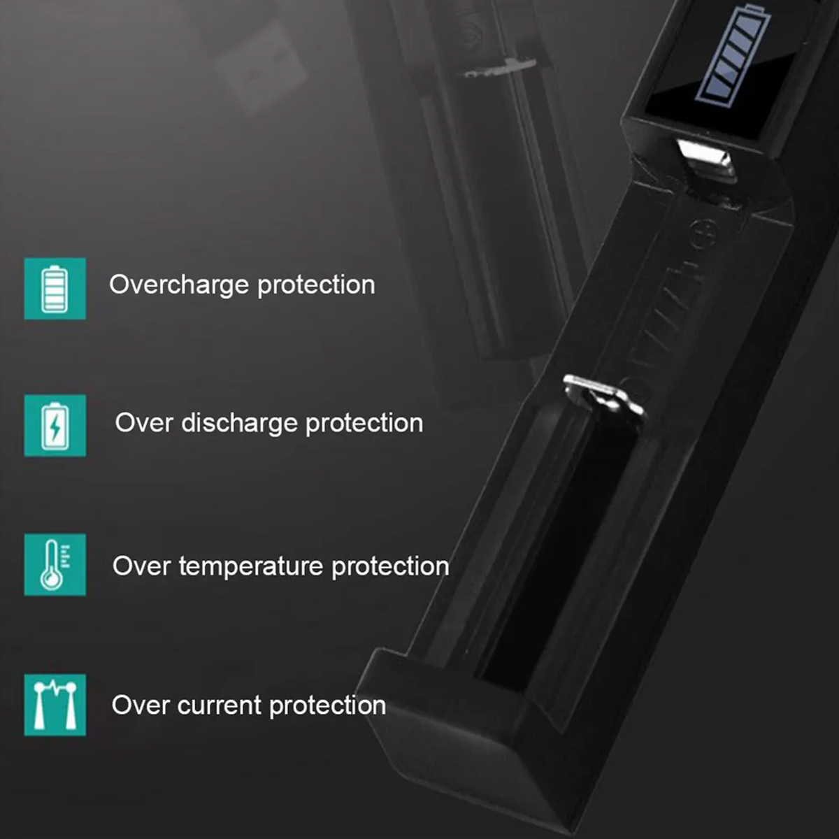 Picture of ABS - Reliable Overheat - Overcurrent - Overcharge and Over discharge Protection - Battery Charger - For 18650 16340 14500 AA AAA CR123A Battery Only