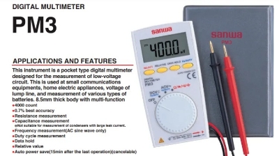 Picture of Sanwa PM3 Digital Multimeter Smart Meter with multi-function Pocket Type Voltage and Current Tester- READY ELECTRONICS