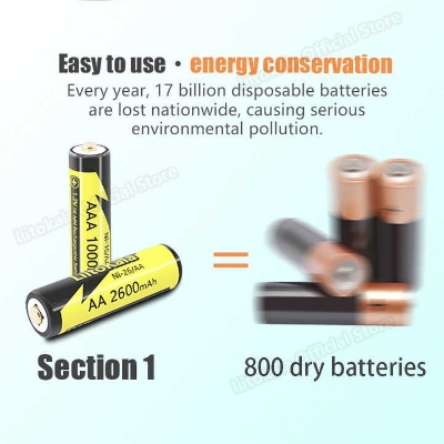 Picture of LiitoKala AAA 1000MAH/AA 1000MAH NiMH 1.2V Rechargeable Battery Suitable for Toys Mice,with 4PC AAA Battery
