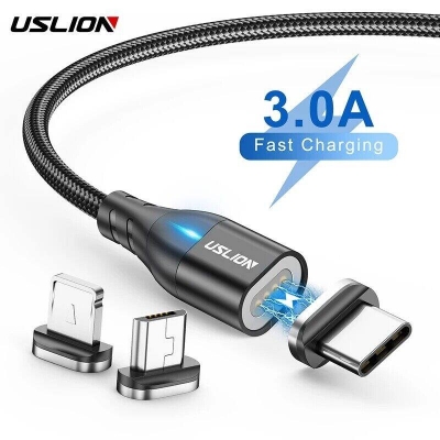 Picture of USLION 1M ( Micro USB ) Magnetic Fast Charging & Data Cable, USLION Magnetic Phone Cable for Micro USB Phone- Black - Cable Protector Micro USB