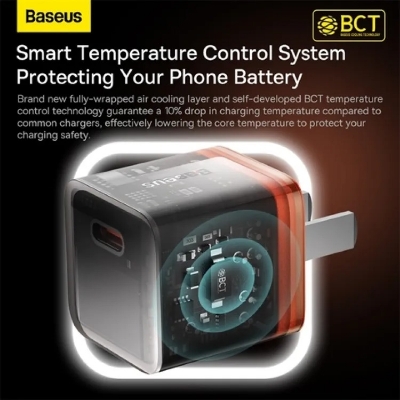 Picture of Baseus Charger 20W For Apple Iphone 15 14 13 12 11 Series GaN5 Fast Charger 1C CN Adapter Amber Orange CCGP170007 by READY ELECTRONICS