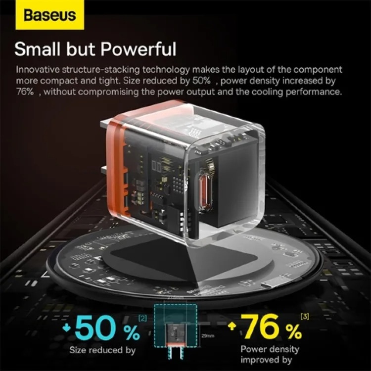 Picture of Baseus Charger 20W For Apple Iphone 15 14 13 12 11 Series GaN5 Fast Charger 1C CN Adapter Amber Orange CCGP170007 by READY ELECTRONICS