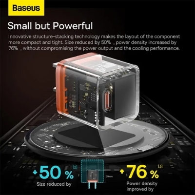 Picture of Baseus Charger 20W For Apple Iphone 15 14 13 12 11 Series GaN5 Fast Charger 1C CN Adapter Amber Orange CCGP170007 by READY ELECTRONICS