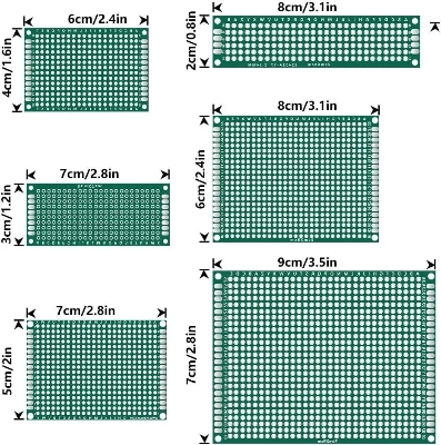 Picture of Double Sided PCB Board Prototype Kit 6 Sizes Universal Printed Circuit Protoboard for DIY Soldering Project- Selected one will be given