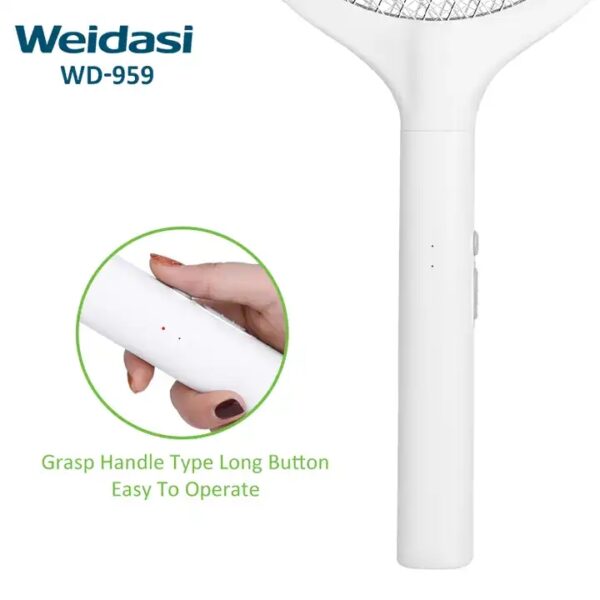 Picture of READY ELECTRONICS Presents Weidasi WD-959 Mosquito Bat Rechargeable with Lure Light Insect bugs Lamp Stand Holder USB Charging Cable Included Electric Swatter Lithium Ion Battery WD 959