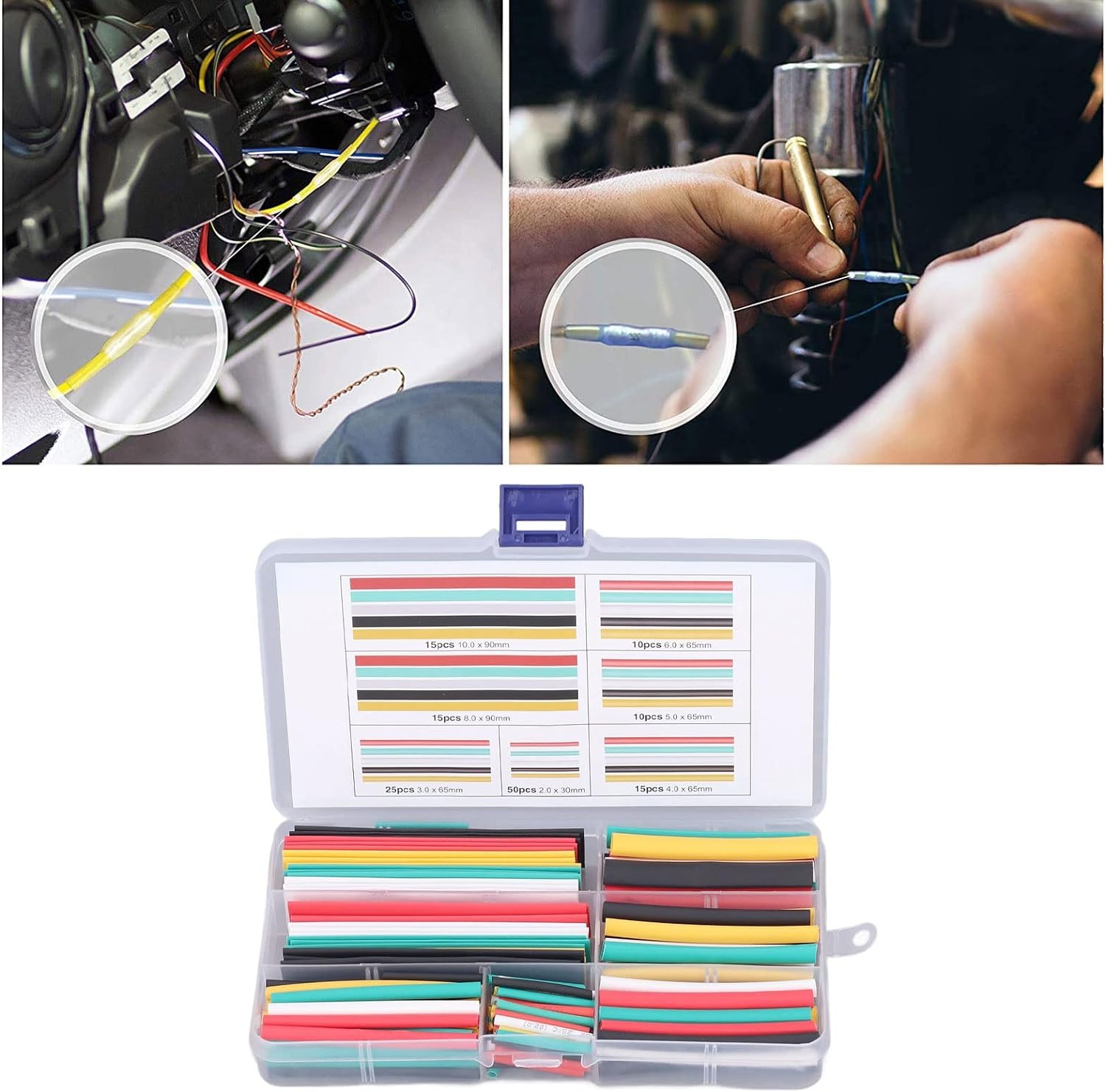 Picture of 140Pcs Heat Shrink Tubing Kit, Wire Wrap Assortment Set Wire Cable Sleeve Tube Assortment with Storage, Heat Shrink Tubing- 1 Box