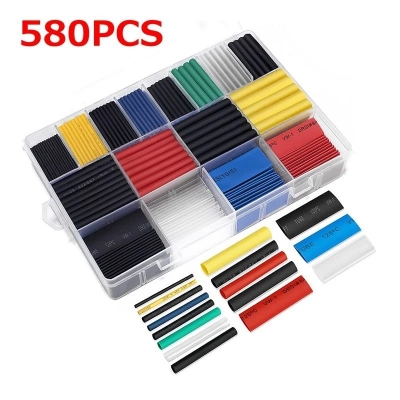 Picture of 580pcs/box Heat Shrink Assortment Electronic Wrap Wire Cable Insulated Polyolefin Heat Shrink Tube Ratio Tubing Insulation