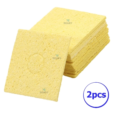 Picture of 2pcs Soldering Sponge 60mm x 60mm for Iron Tips, Soldering Iron Cleaning Sponge Solder Tip Welding Clean Pads, Yellow Square
