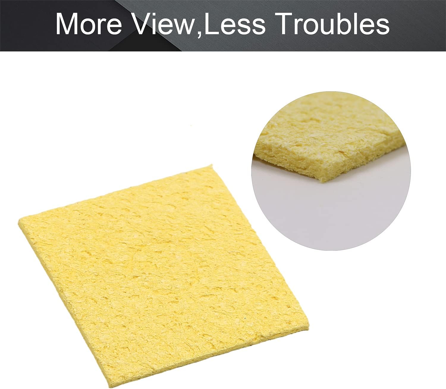 Picture of 2pcs Soldering Sponge 60mm x 60mm for Iron Tips, Soldering Iron Cleaning Sponge Solder Tip Welding Clean Pads, Yellow Square