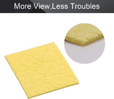 Picture of 2pcs Soldering Sponge 60mm x 60mm for Iron Tips, Soldering Iron Cleaning Sponge Solder Tip Welding Clean Pads, Yellow Square